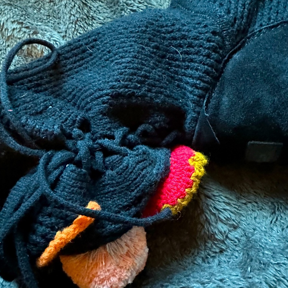 UGG black, knit, boots with flowers